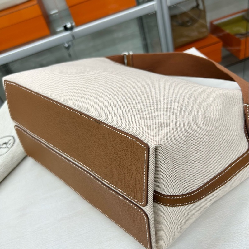 Hermes R.M.S 12H金棕帆布單肩斜挎包，W刻，尺寸約30*28*15，肩帶約長78-111，-5