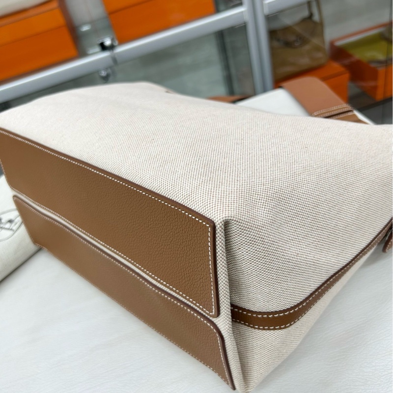 Hermes R.M.S 12H金棕帆布單肩斜挎包，W刻，尺寸約30*28*15，肩帶約長78-111，-7