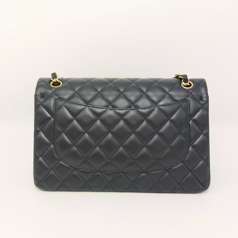 CHANEL CF黑金羊皮jumbo肩背斜背包30*20*9 98新配件塵袋-4