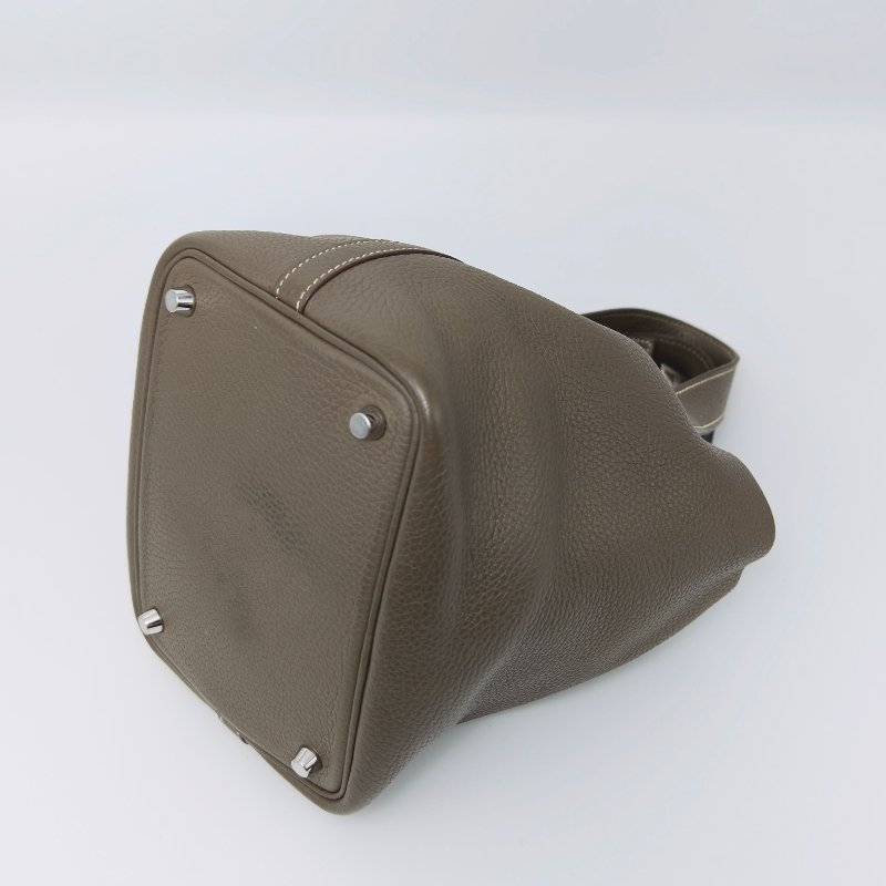 HERMES 大象灰銀扣菜籃子18手提袋 18*18*13 98新配件塵袋-1