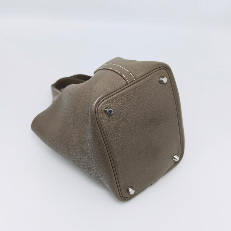 HERMES 大象灰銀扣菜籃子18手提袋 18*18*13 98新配件塵袋-2