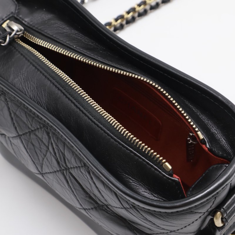 CHANEL 皮穿鍊字母提把雙鍊條流浪包 - 小號黑29開-3