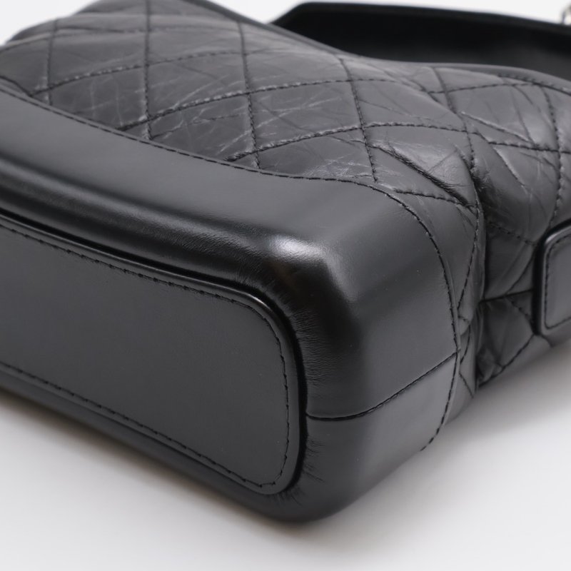 CHANEL 皮穿鍊字母提把雙鍊條流浪包 - 小號黑29開-5