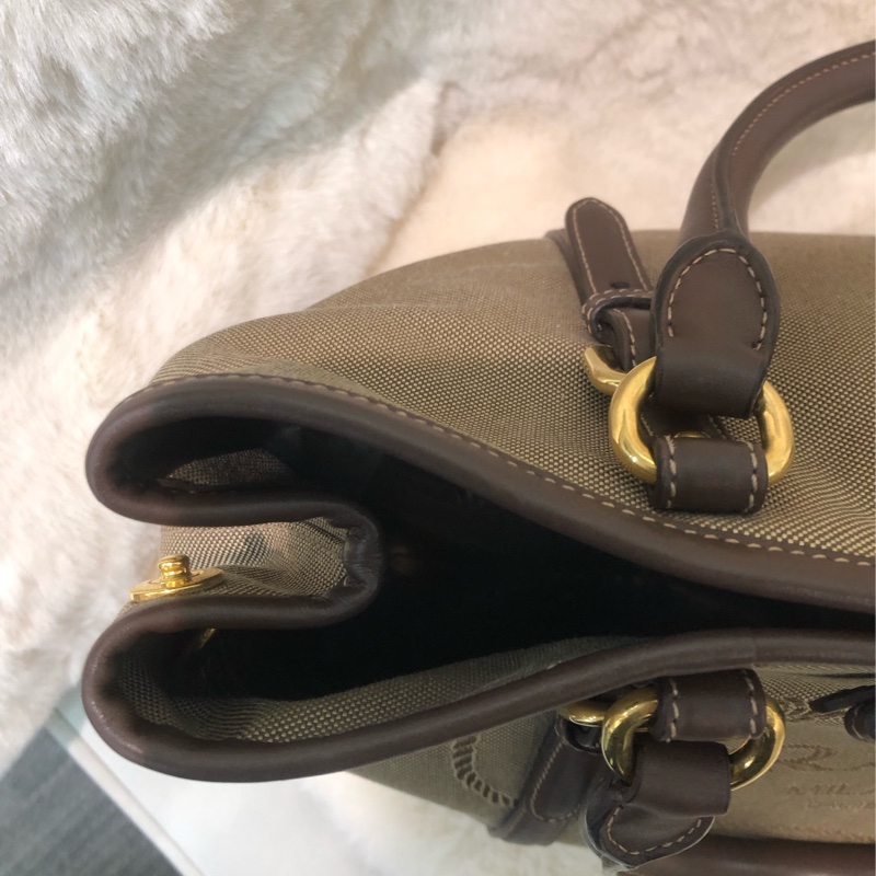 Prada 刺繡提花布配牛皮手提Tote R1331-9