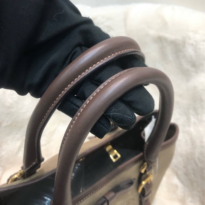 Prada 刺繡提花布配牛皮手提Tote R1331-15