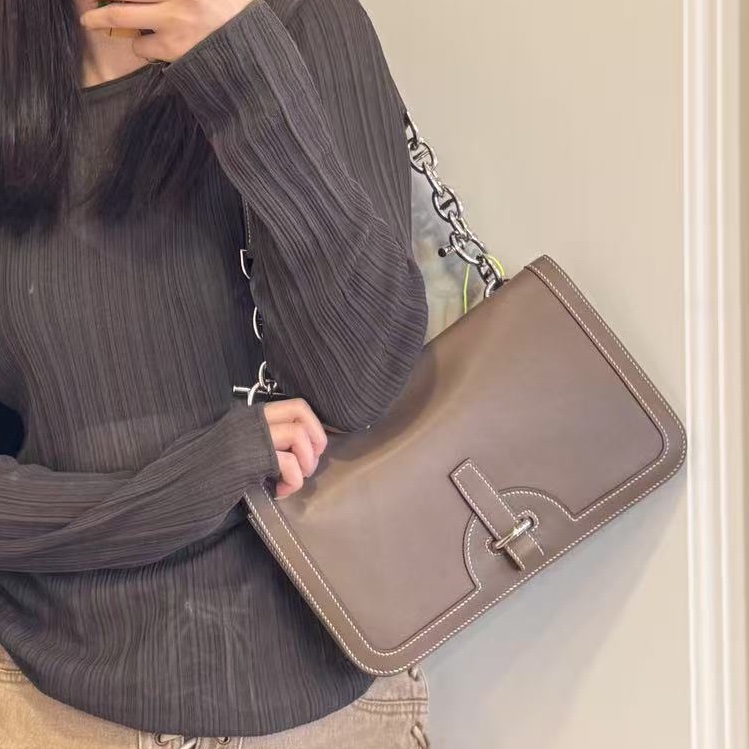 ✨Hermes Sac Chaine D’Ancre 99新 信封包 大象灰銀扣 稀有不撞款swift 皮 好價🩶-0