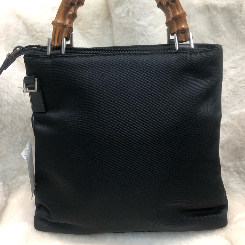 Gucci Bamboo黑色布手提袋 X437-1