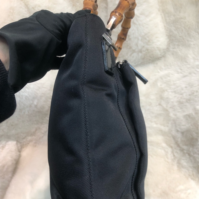 Gucci Bamboo黑色布手提袋 X437-2