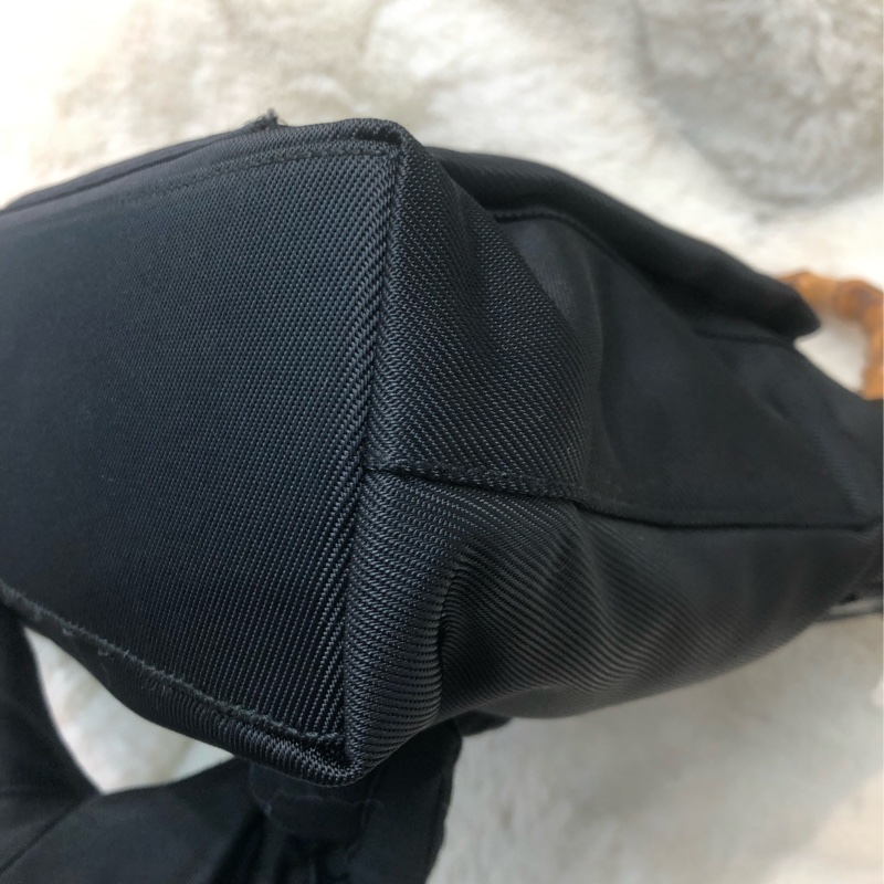 Gucci Bamboo黑色布手提袋 X437-9