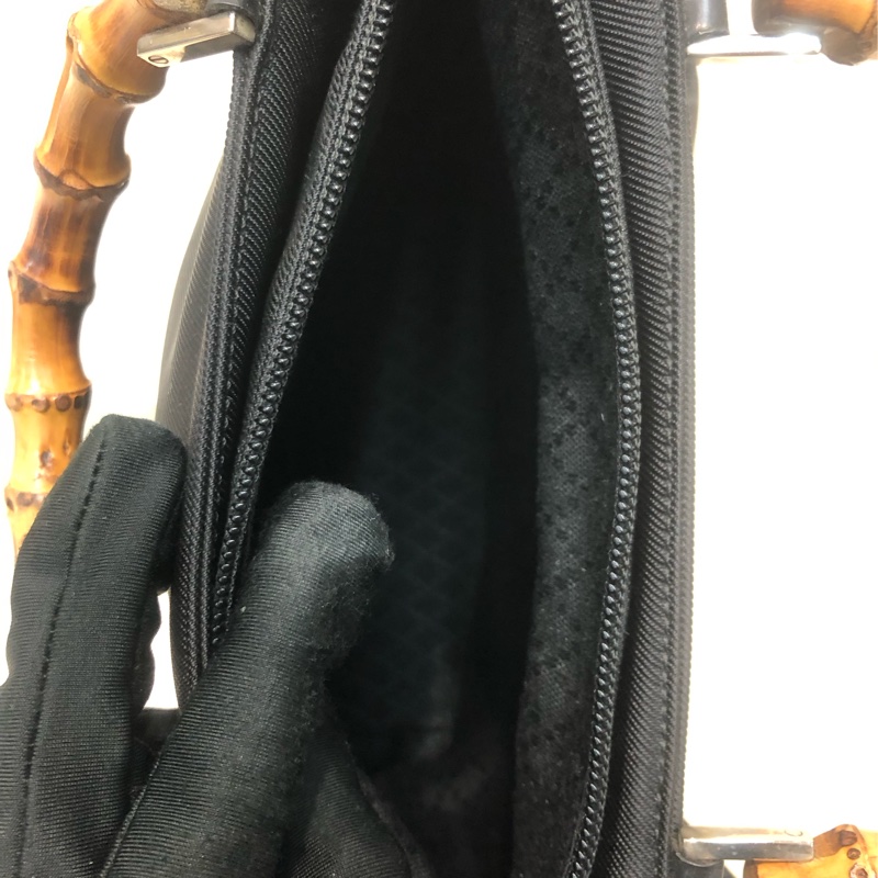Gucci Bamboo黑色布手提袋 X437-12