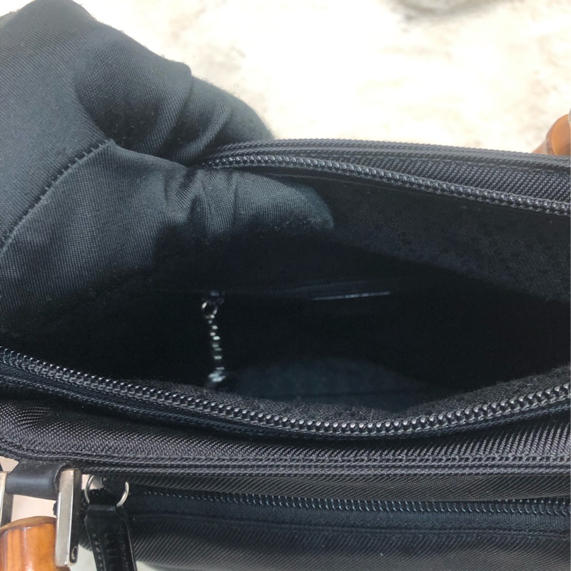 Gucci Bamboo黑色布手提袋 X437-13