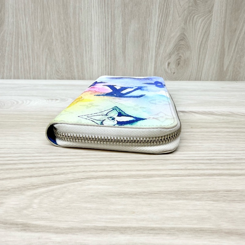 LV原花水彩暈染直式拉鍊長夾m80499-4