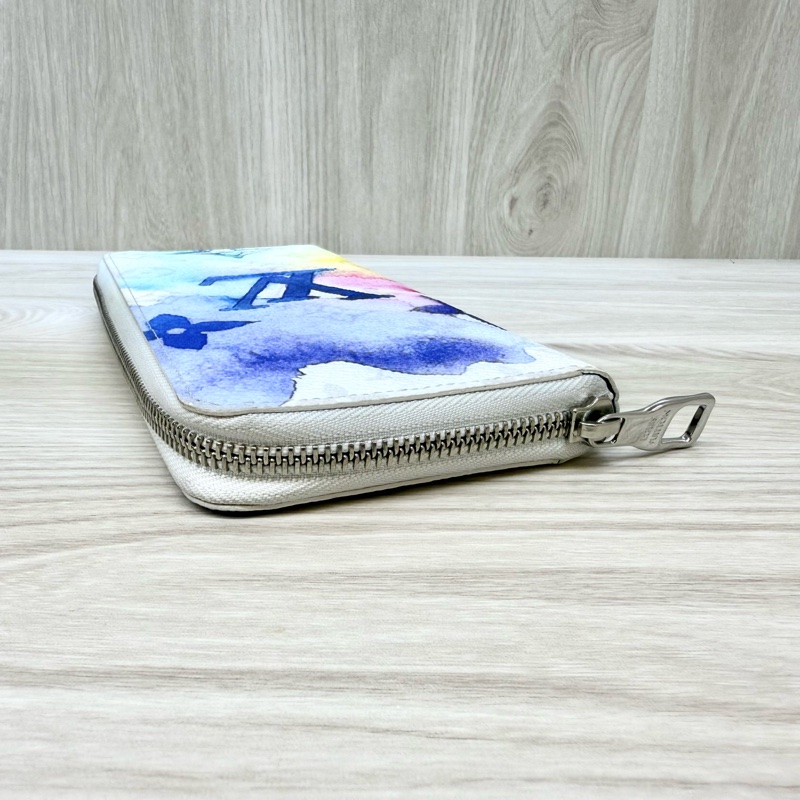 LV原花水彩暈染直式拉鍊長夾m80499-5