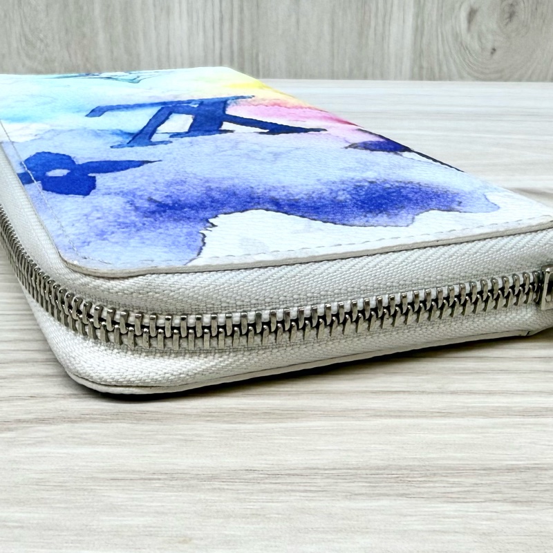 LV原花水彩暈染直式拉鍊長夾m80499-11