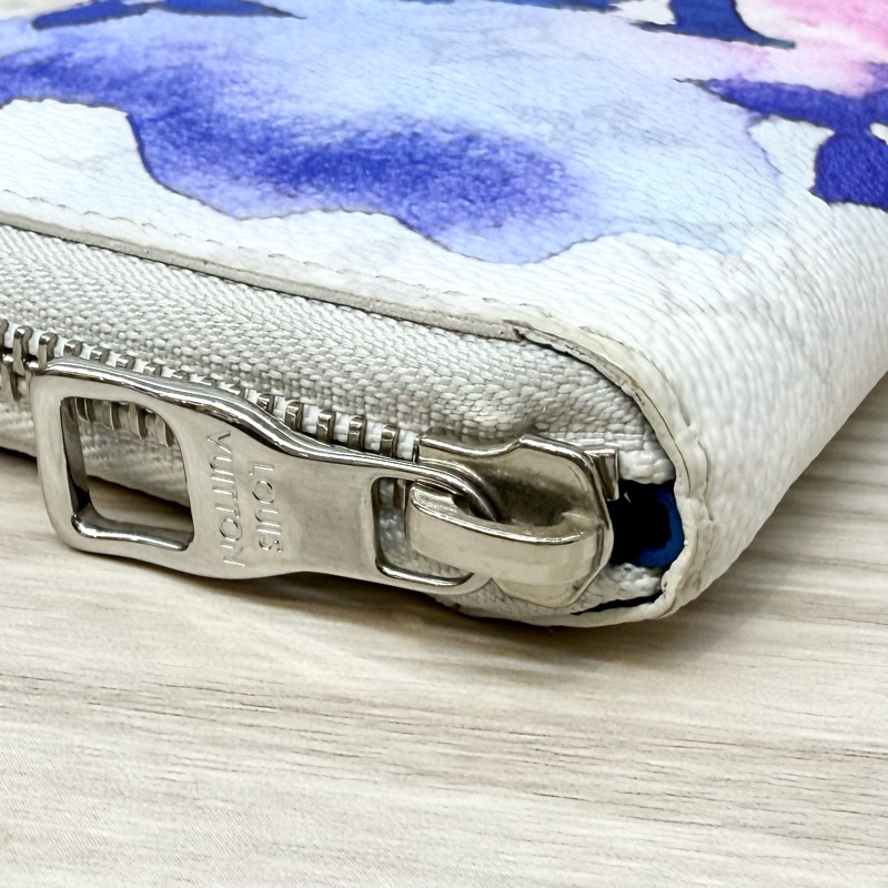 LV原花水彩暈染直式拉鍊長夾m80499-12