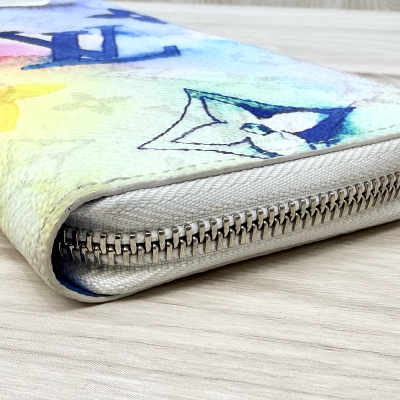 LV原花水彩暈染直式拉鍊長夾m80499-14