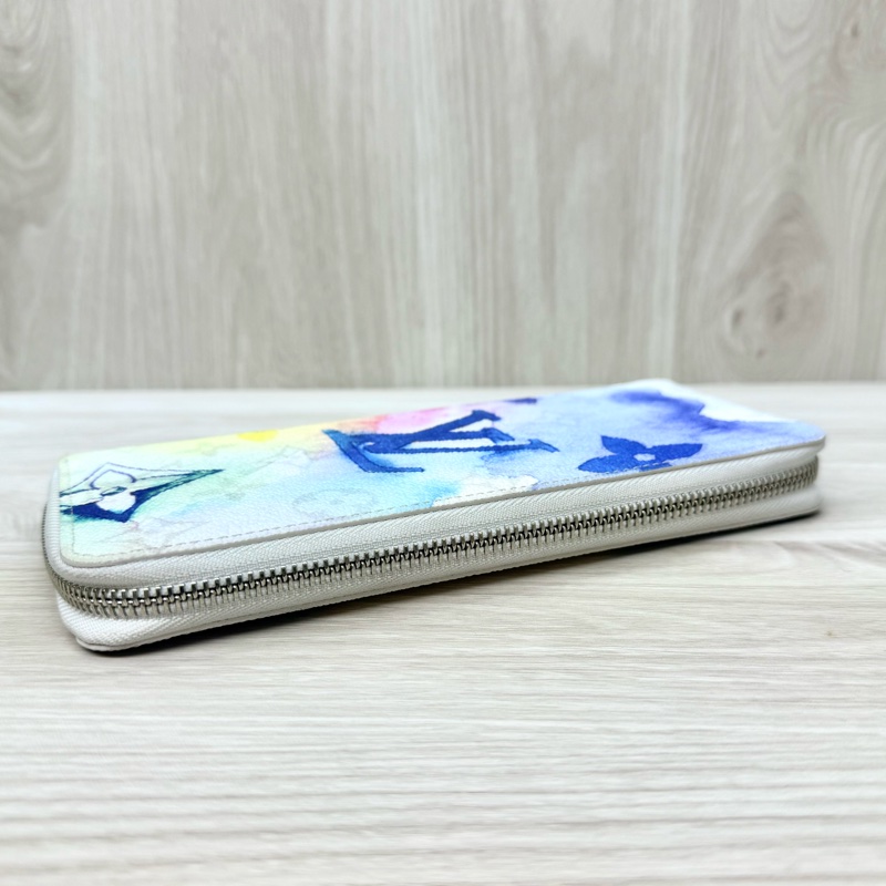 LV原花水彩暈染直式拉鍊長夾m80499-15