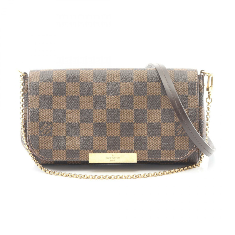 路易威登 Favorite PM Damier Ebene 手提包 N41276 PVC塗層帆布皮革棕色二手女士-0