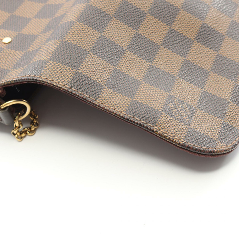 路易威登 Favorite PM Damier Ebene 手提包 N41276 PVC塗層帆布皮革棕色二手女士-8