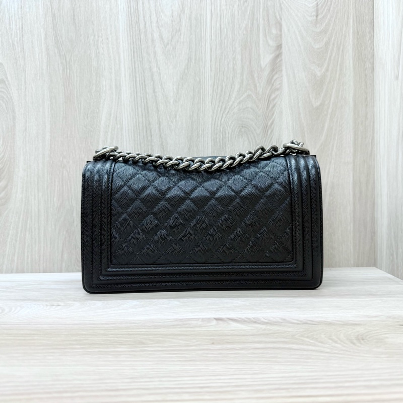 CHANEL黑銀荔枝皮BOY25/A67086-1