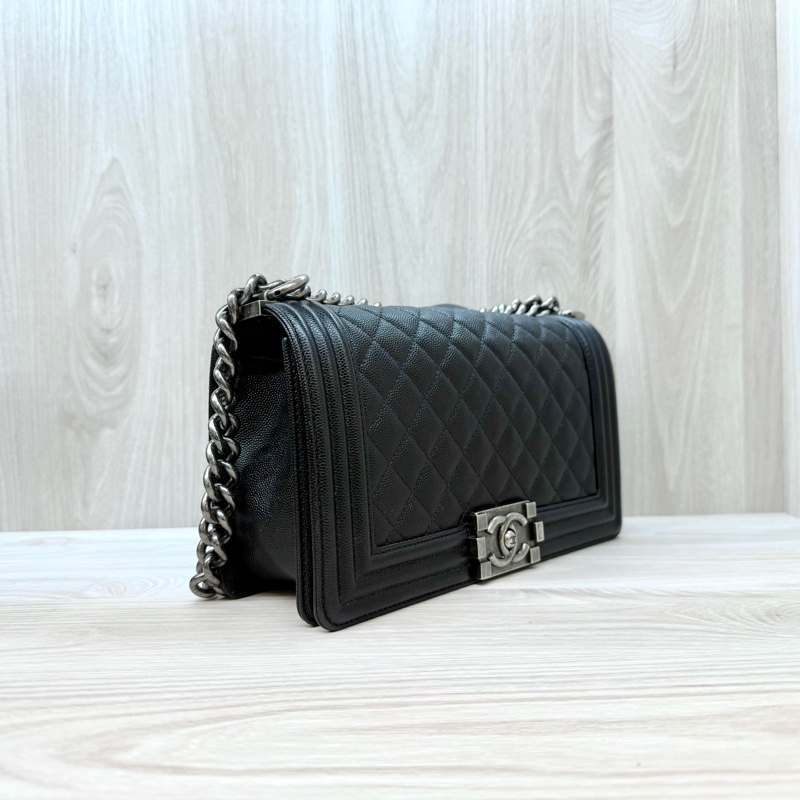 CHANEL黑銀荔枝皮BOY25/A67086-3