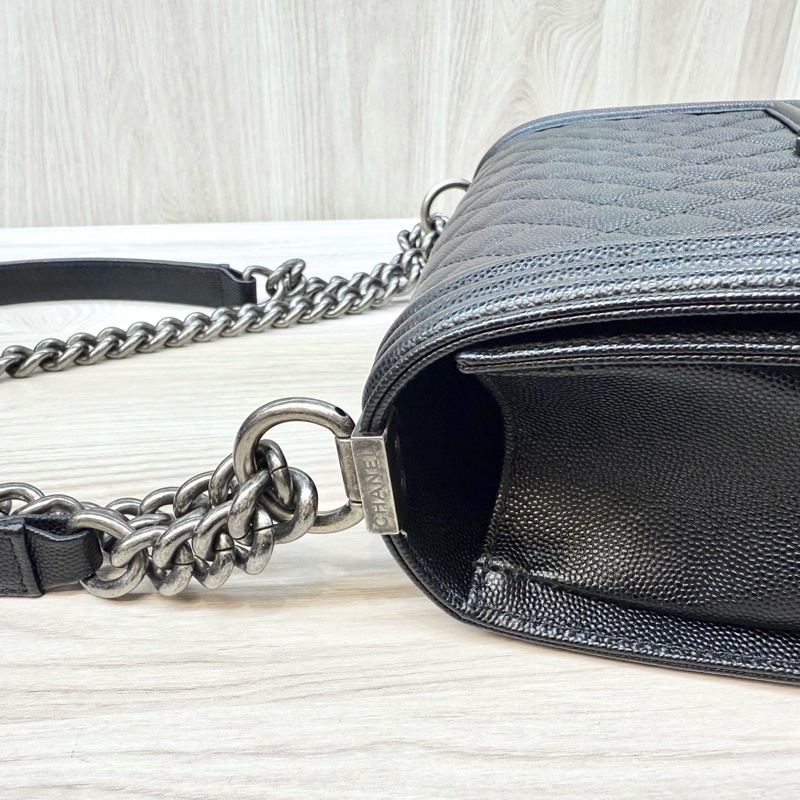 CHANEL黑銀荔枝皮BOY25/A67086-16