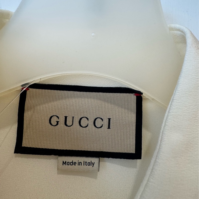 Gucci米白金釦長袖襯衫-1