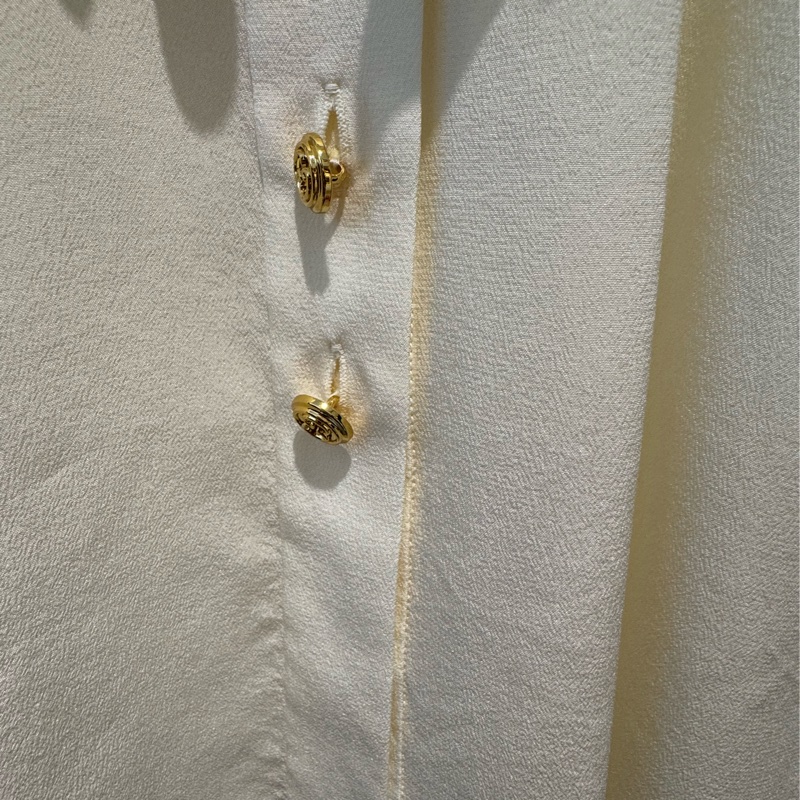 Gucci米白金釦長袖襯衫-5
