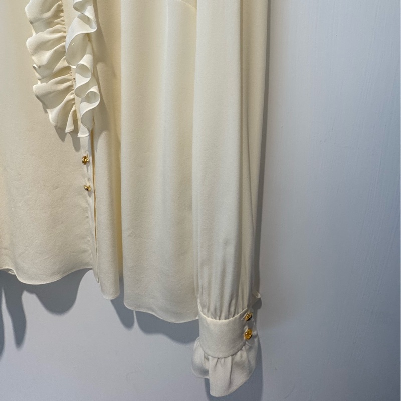 Gucci米白金釦長袖襯衫-6