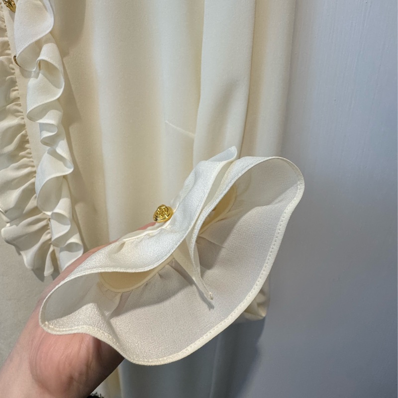 Gucci米白金釦長袖襯衫-8