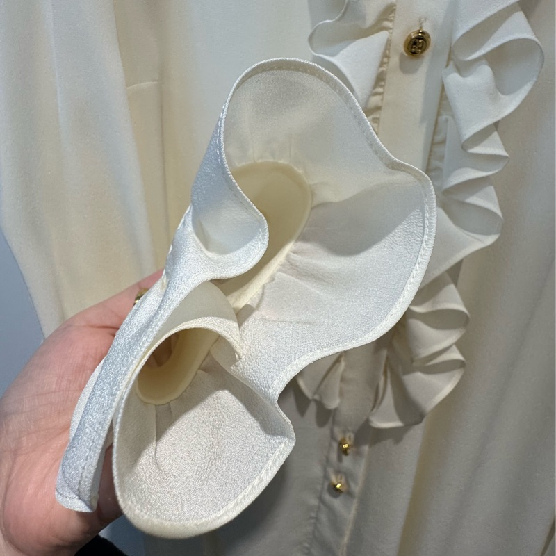 Gucci米白金釦長袖襯衫-10