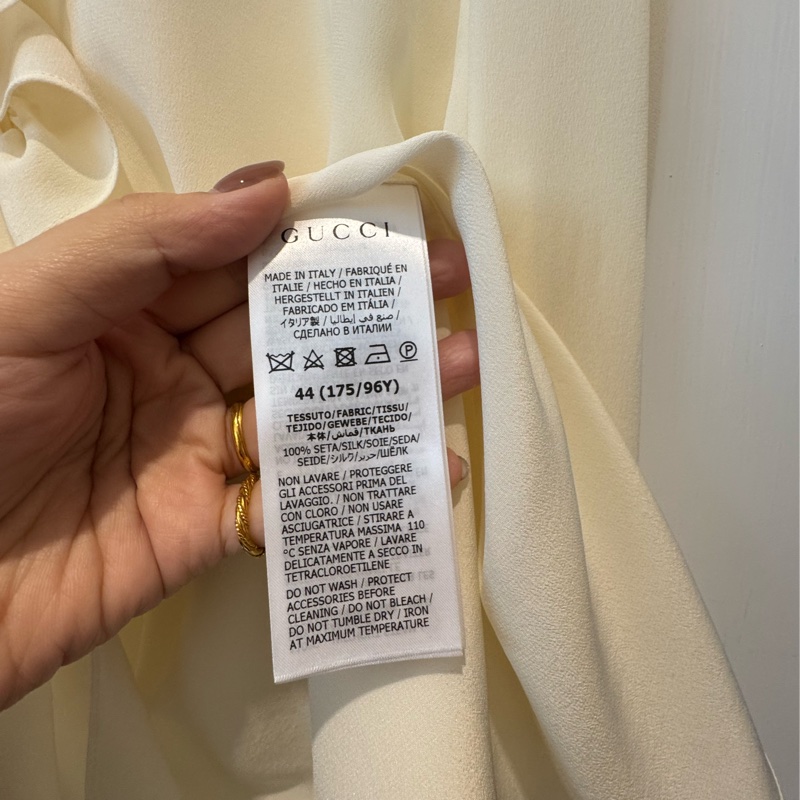 Gucci米白金釦長袖襯衫-12