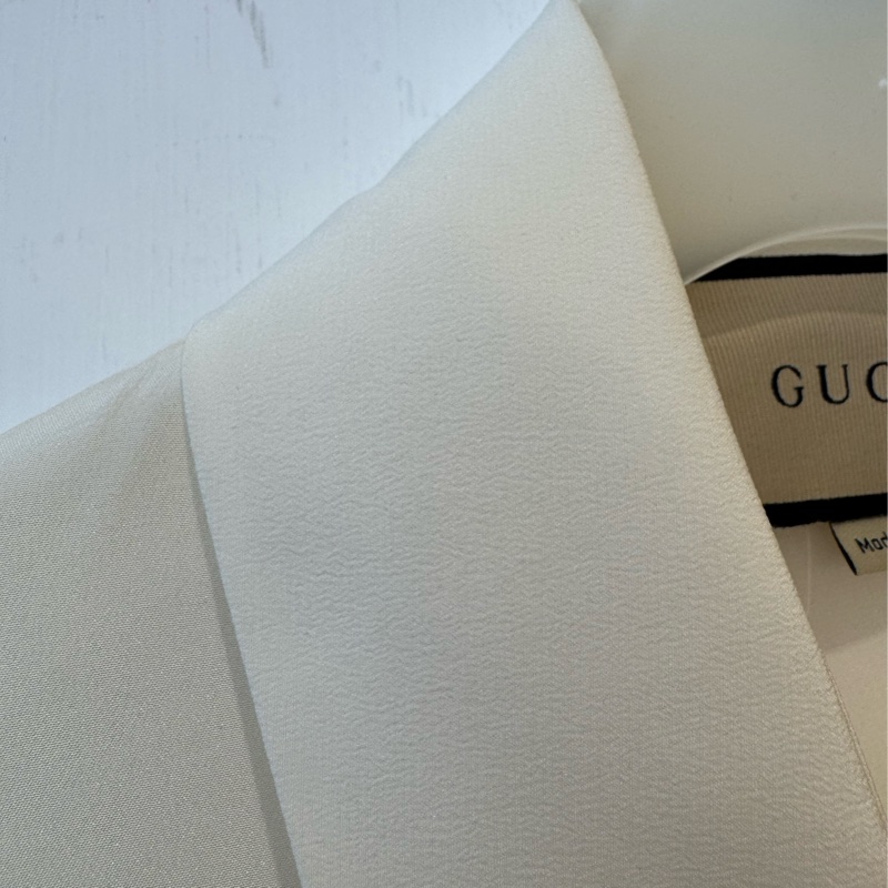Gucci米白金釦長袖襯衫-15