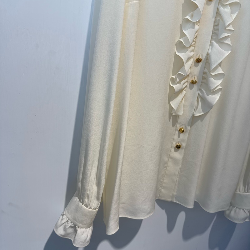 Gucci米白金釦長袖襯衫-16