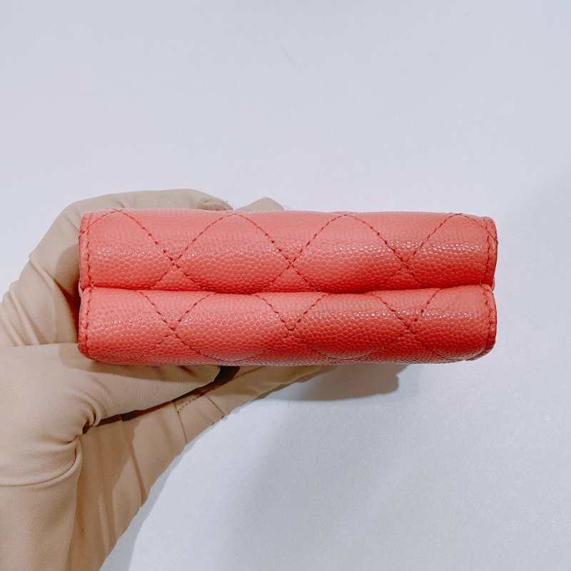TW4608 Chanel 香奈兒 三摺 短銀包 珊瑚粉Short Wallet Caviar Pink x GHW-3