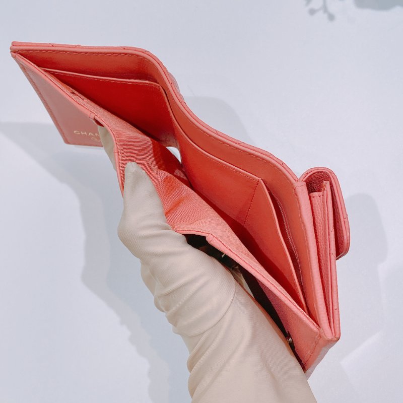 TW4608 Chanel 香奈兒 三摺 短銀包 珊瑚粉Short Wallet Caviar Pink x GHW-7
