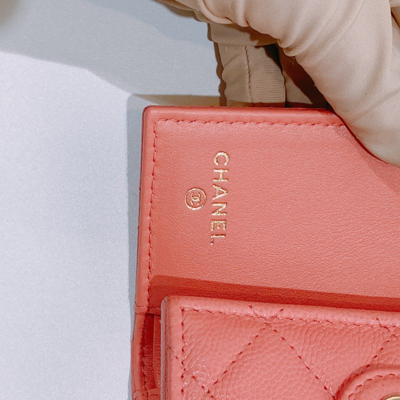 TW4608 Chanel 香奈兒 三摺 短銀包 珊瑚粉Short Wallet Caviar Pink x GHW-8