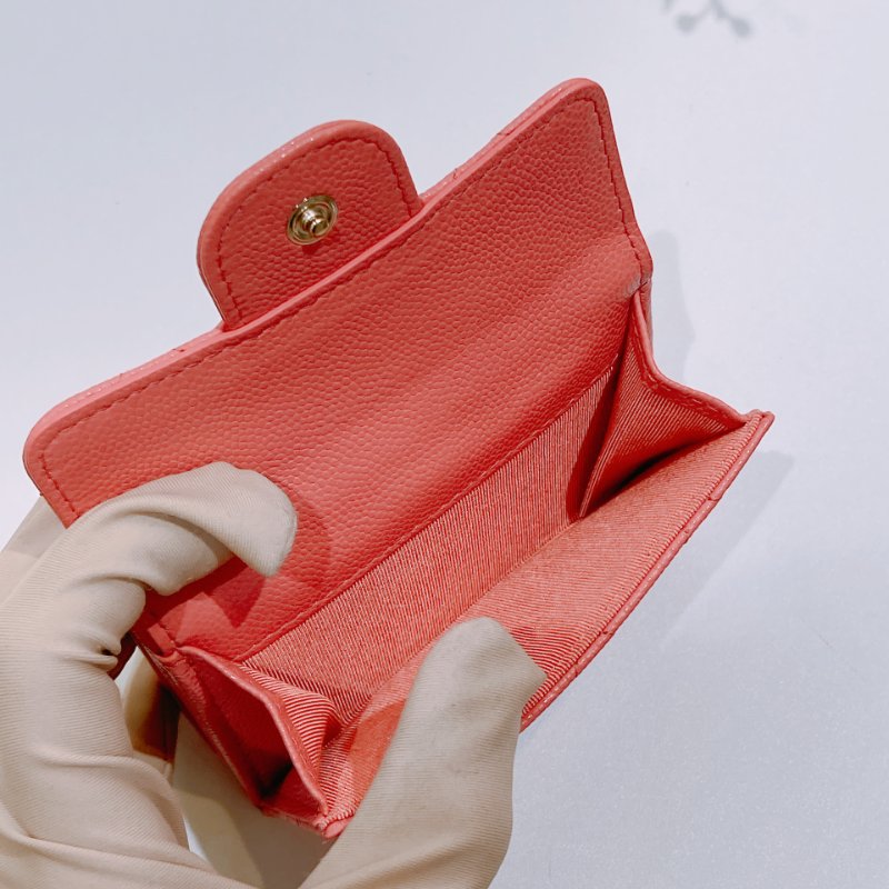 TW4608 Chanel 香奈兒 三摺 短銀包 珊瑚粉Short Wallet Caviar Pink x GHW-9
