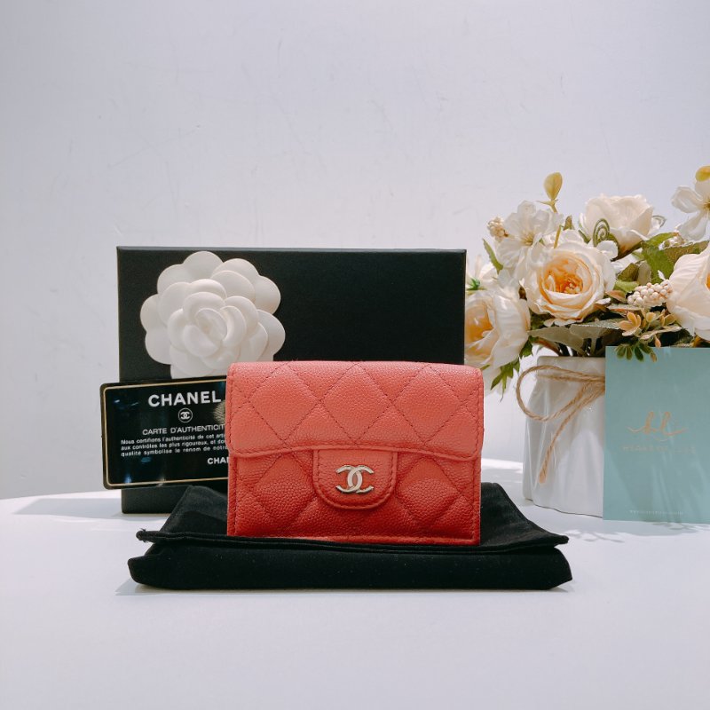 TW4608 Chanel 香奈兒 三摺 短銀包 珊瑚粉Short Wallet Caviar Pink x GHW-10