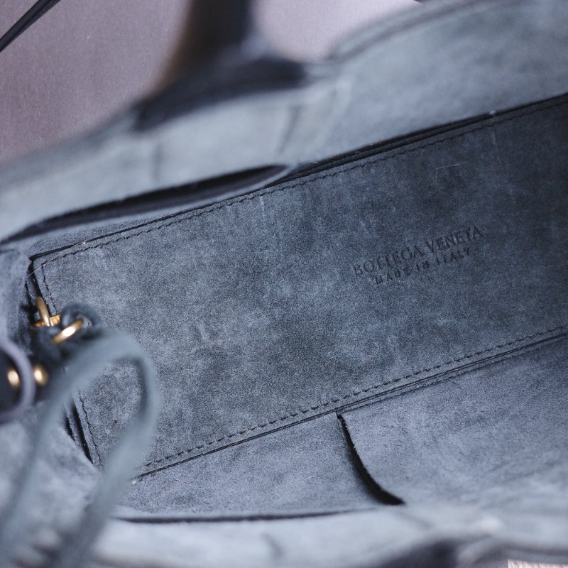 BOTTEGA VENETA Mini Arco 黑荔枝牛皮 tote 編織包 子母包 肩帶可拆-10