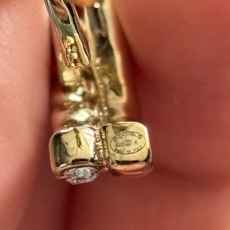 ::CHANEL:: 淡金大圈雙C 水鑽飾邊耳環-6