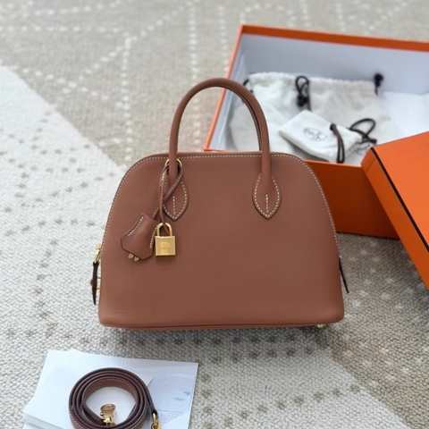 愛馬仕 bolide保齡球25金棕金扣ec皮 Z刻閒置 附件全套帶票