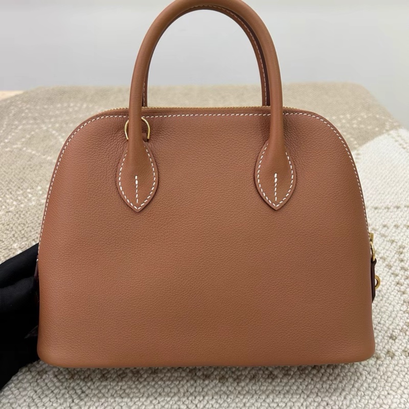 愛馬仕 bolide保齡球25金棕金扣ec皮 Z刻閒置 附件全套帶票-3