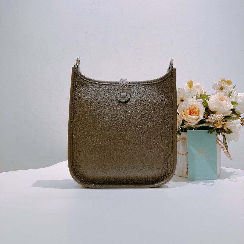 TW4600 Hermes 愛馬仕 迷你 H 伊芙妮 石器灰Mini Evelyne TC 8F Etain x PHW-1