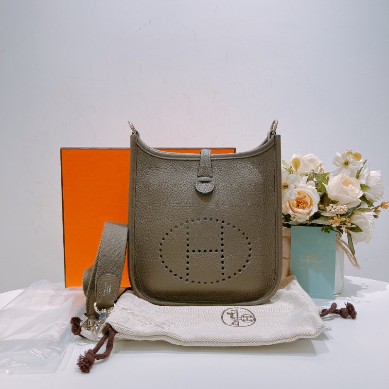 TW4600 Hermes 愛馬仕 迷你 H 伊芙妮 石器灰Mini Evelyne TC 8F Etain x PHW-16