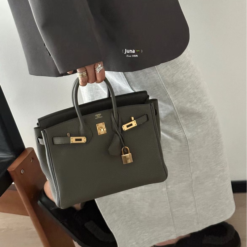 Hermes/愛馬仕 birkin25錫器灰金扣togo皮 高級清冷的深灰色 極其的稀少 賣一隻少一隻 Y刻全新全套膜都在 0配貨直接帶走！-7
