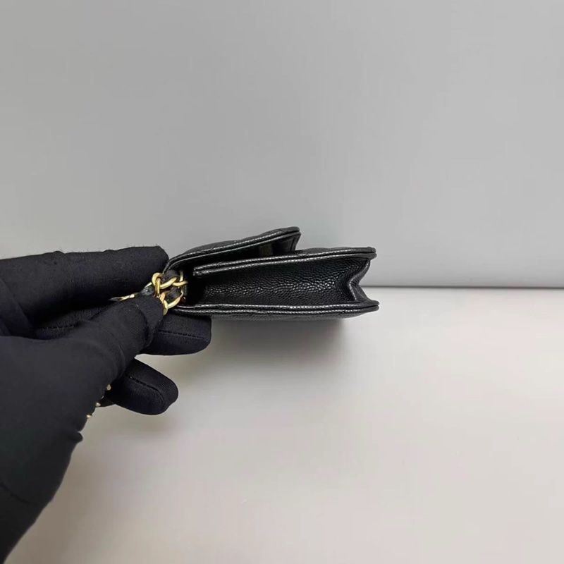 Chanel香奈兒 黑金牛皮荔枝紋迷你金幣wow芯片-2