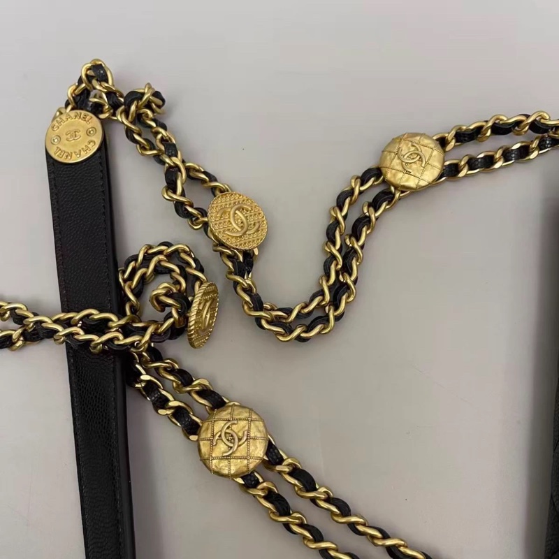 Chanel香奈兒 黑金牛皮荔枝紋迷你金幣wow芯片-3