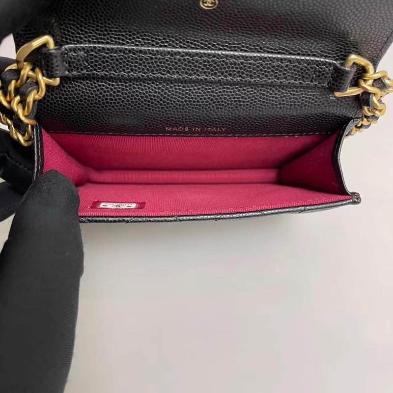 Chanel香奈兒 黑金牛皮荔枝紋迷你金幣wow芯片-5