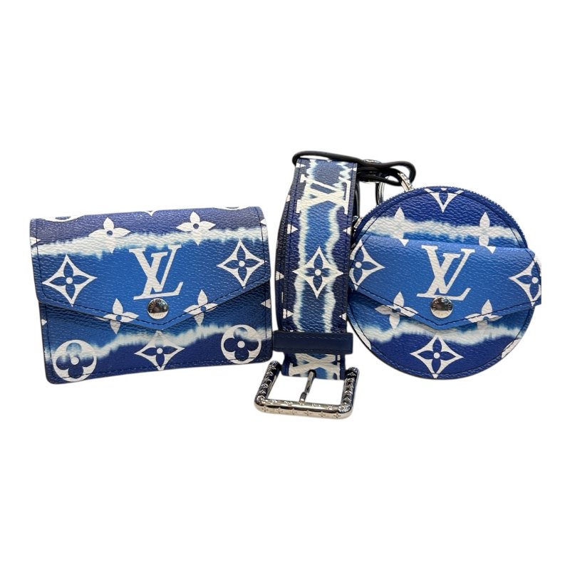 ＬＶ藍色字紋掛件腰帶-0